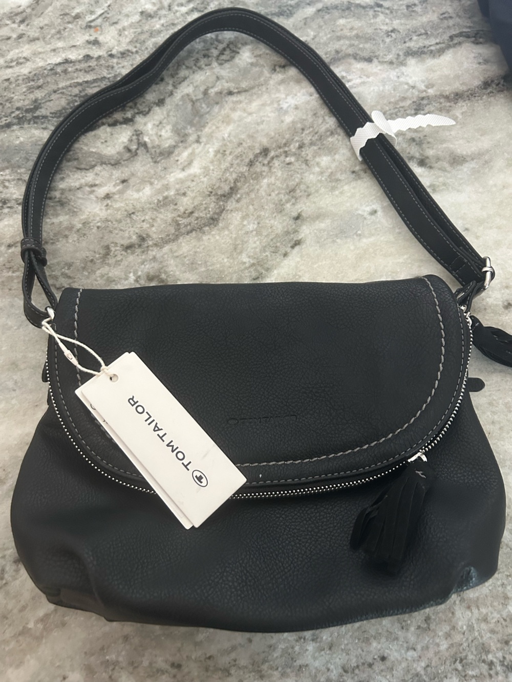 Tom Tailor Black Leather Crossbody Bag